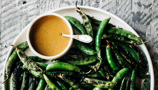 Grilled Sugar Snap Peas with Spicy Peanut Sauce