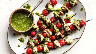 Grilled Chicken & Tomato Kebabs with Basil Vinaigrette