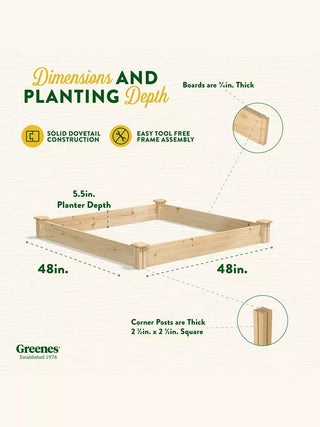 Cedar Raised Garden Bed, 4' x 4' x 6"