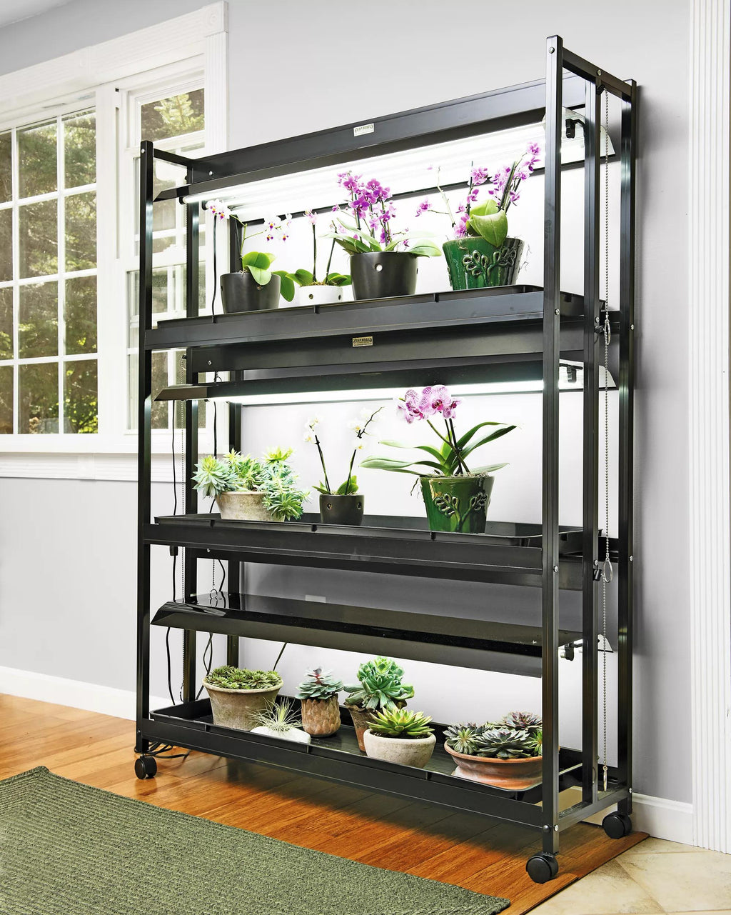 interior innovations triple pot grow planter with led light Sunlite High Intensity 3-Tier LED Grow Light