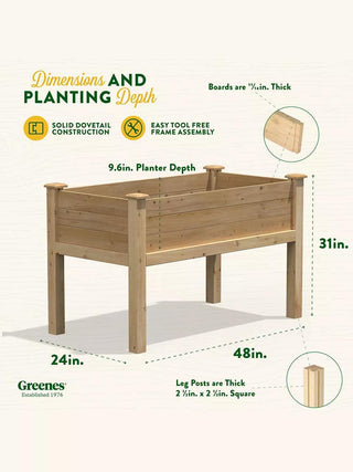 Elevated Cedar Garden Bed, 2' x 4' x 31"