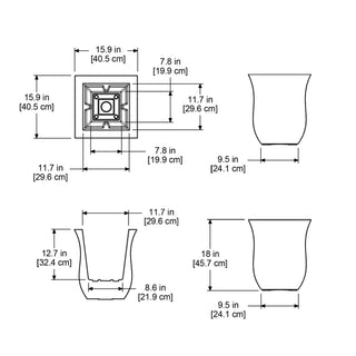 Valencia Planter, 16" x 16"