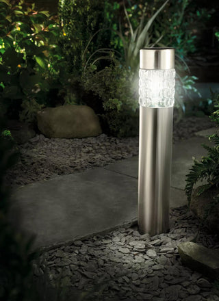 Stainless Steel Bollard Motion Sensor Solar Light with Textured Glass