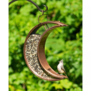 Crescent Moon Bird Feeder with Copper Finish