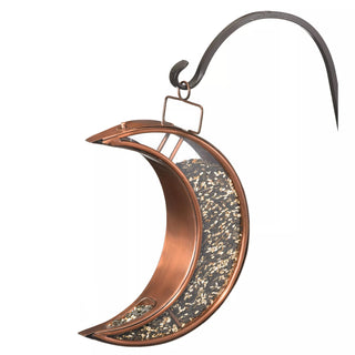 Crescent Moon Bird Feeder with Copper Finish