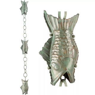 Fish Pure Copper Rain Chain, 8.5'