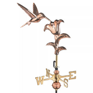 Hummingbird Garden Copper Weathervane with Pole