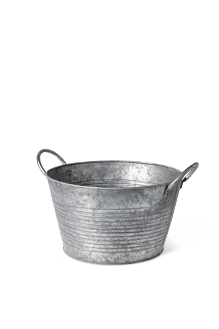 Galvanized Wash Basin Planters, Set of 2