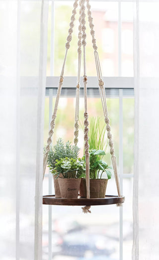 Hanging Wooden Plant Shelf