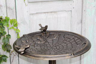 Twin Bird Floral Motif Birdbath