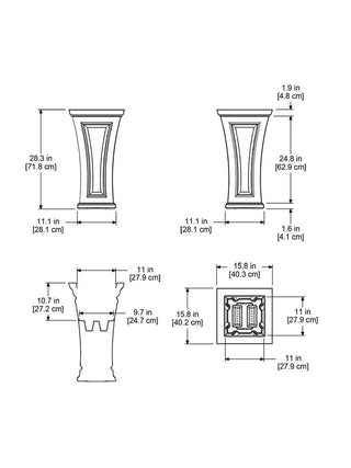 Cambridge Tall Planter, 28" Height
