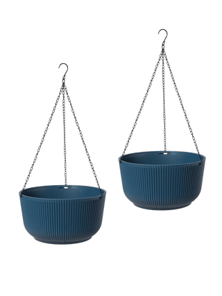 Self-Watering Ribbed Hanging Basket, 11", Set of 2