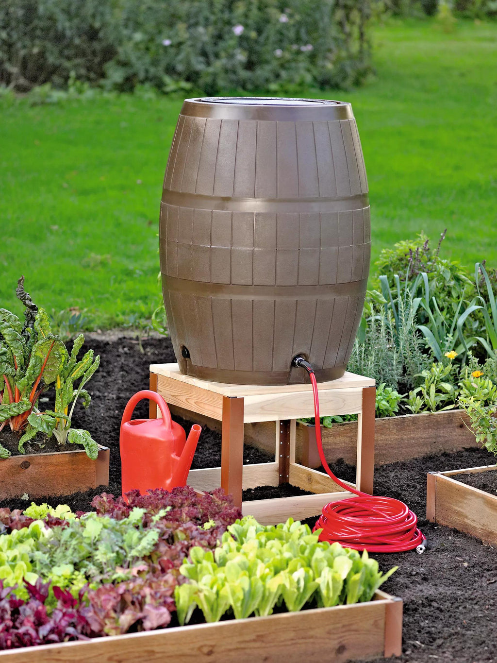 Rain Barrel Stand in Cedar Gardener's Supply