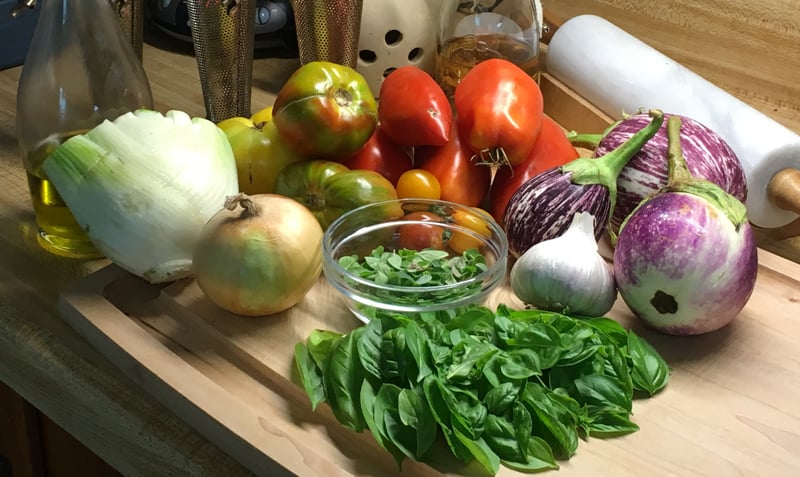 Ingredients for homemade tomato sauce