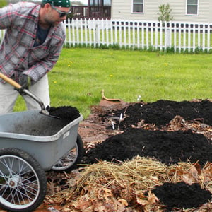 Adding compost in sheet mulch process