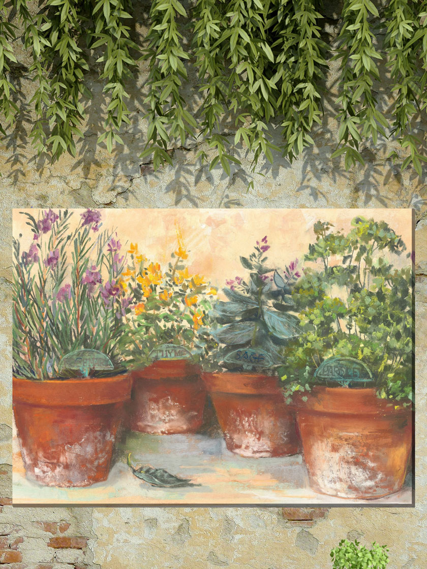 Herb Pots Outdoor Wall Art