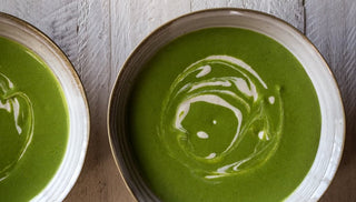 Minty Pea Soup with Green Garlic & Cashew Cream