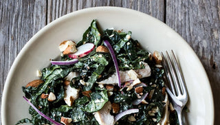 Kale Salad with Grilled Chicken & Dijon Tahini Dressing