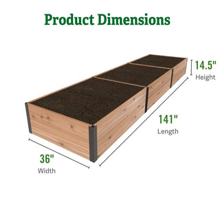 Deep Root Cedar Raised Beds, 3' Wide (14.5" D)