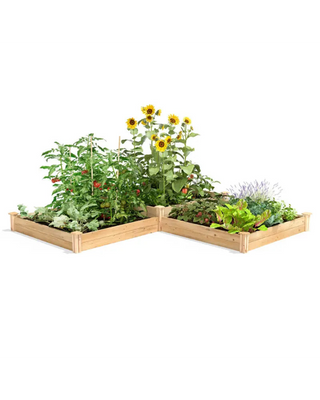Customizable 2-Tier L-Shaped Cedar Raised Bed