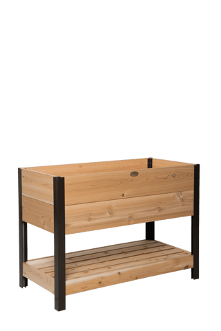 Elevated Cedar Planter Box with Shelf, 2' x 4'