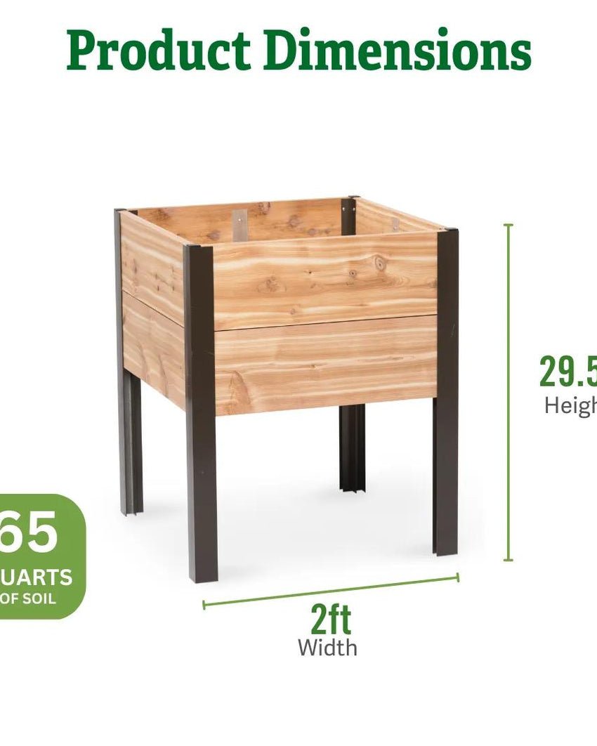 Square Elevated Cedar Planter Box Natural 2x2 | Gardener's Supply