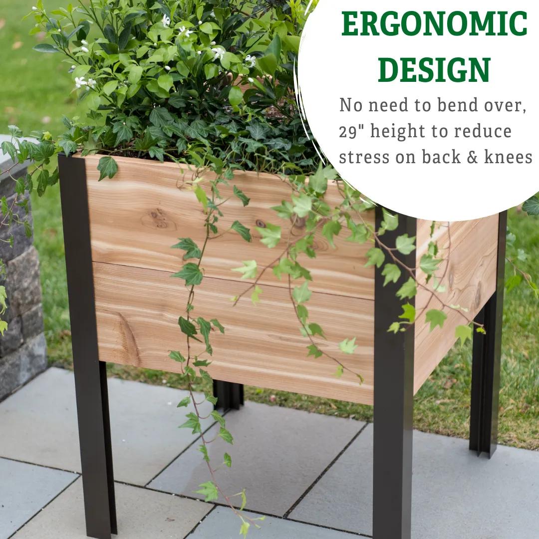 2x2 planter fertilizer Square Elevated Cedar Planter Box Natural 2x2
