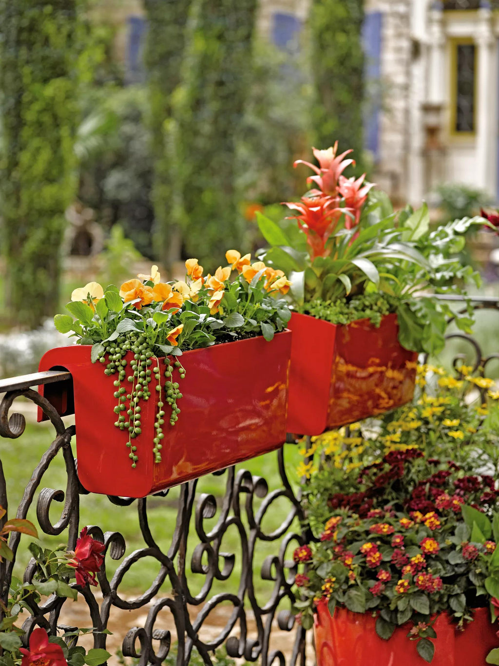 Viva self-watering balcony railing planter in glossy finish