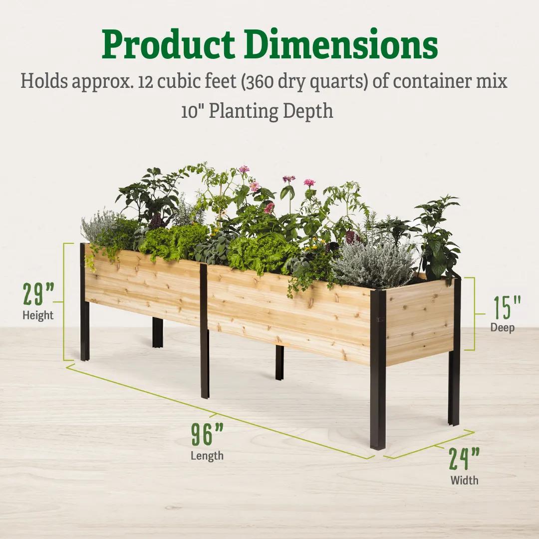 self-watering eco-stained elevated planter box 2 x 8' Elevated Cedar Planter Box, 2' x 8'