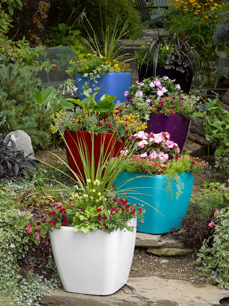 viva self-watering balcony railing planter Viva™ Square Self-Watering Rolling Planter, 17.5" Diameter