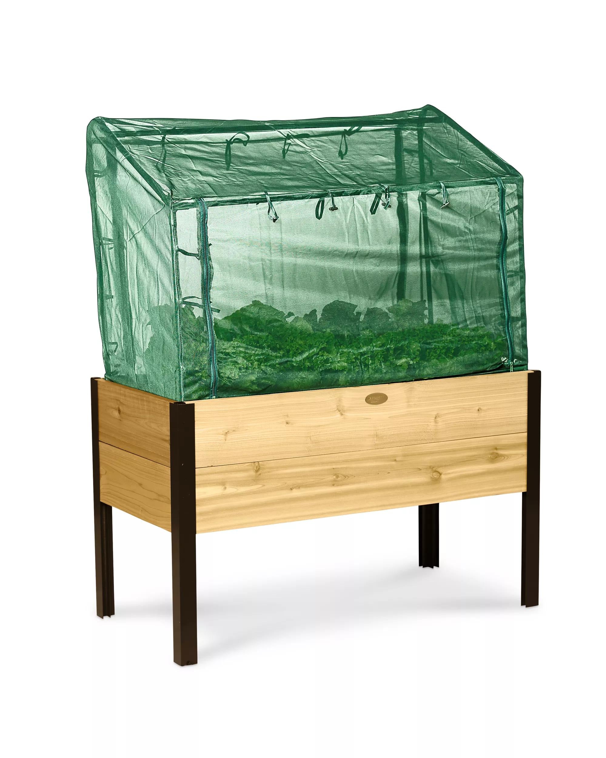 self-watering elevated spruce planter with greenhouse & bug cover Plant Protection Frame w/ Warming & Pest Control Covers