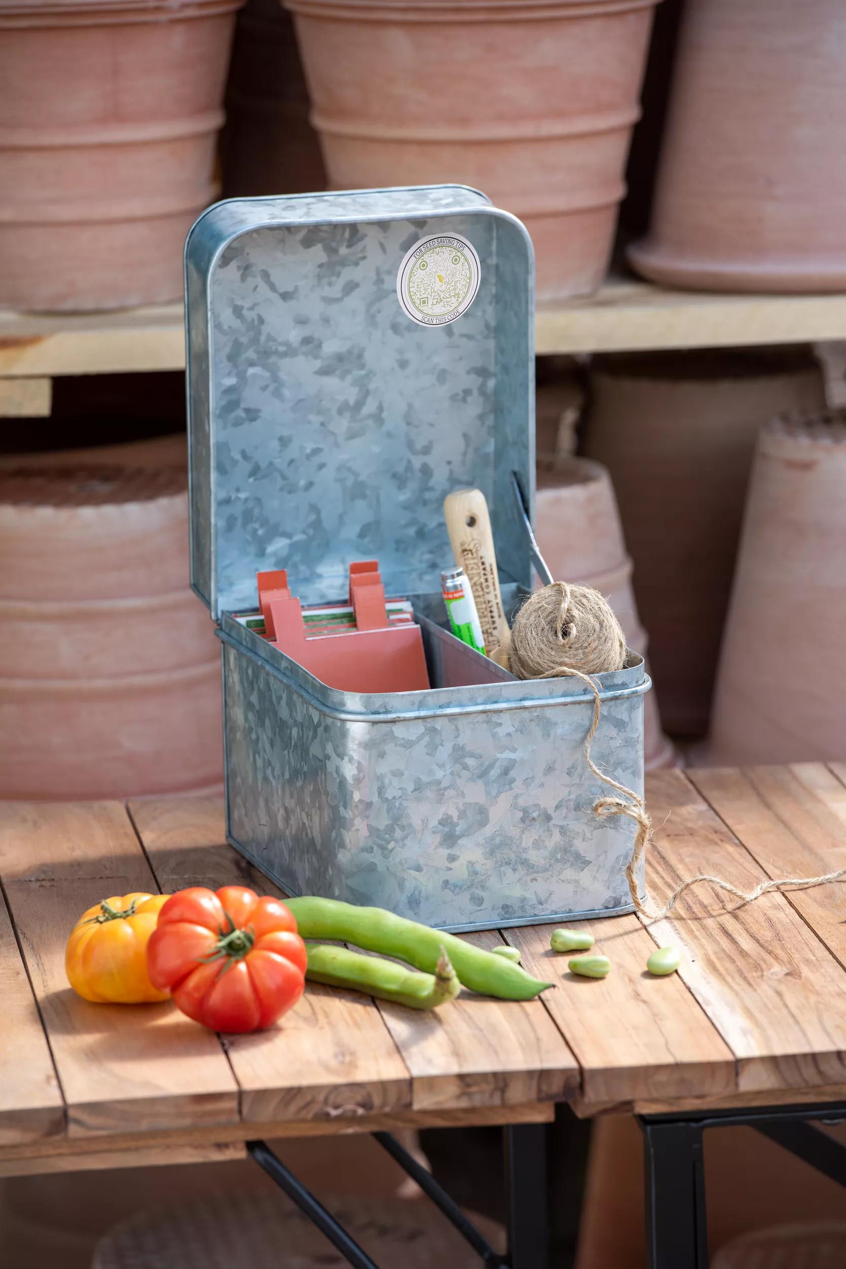 seed box garden Metal Seed Storage Container - Seed Saver Kit