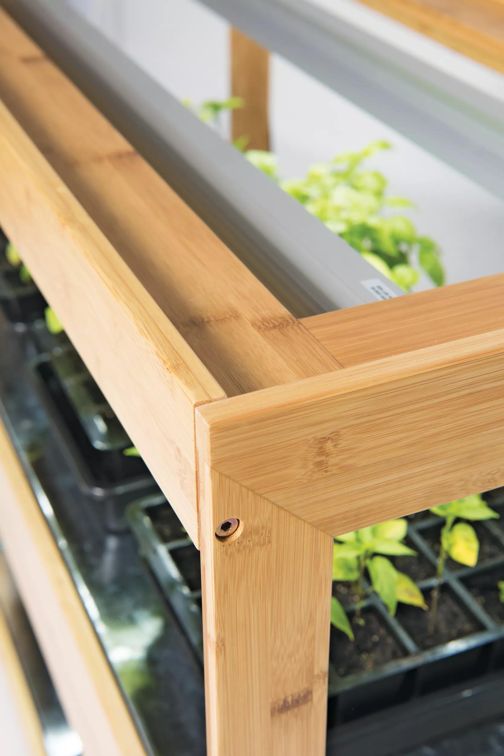 indoor grow lights for succulents wholesale price 3-Tier Bamboo Stand with LED Grow Lights for Succulents and Seeds