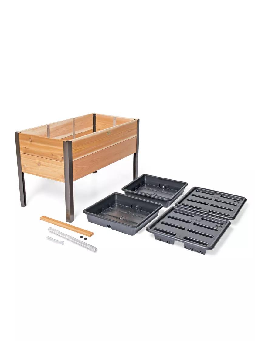self-watering elevated planter box 2' x 8' Self-Watering Elevated Cedar Planter Box, 2' x 4'