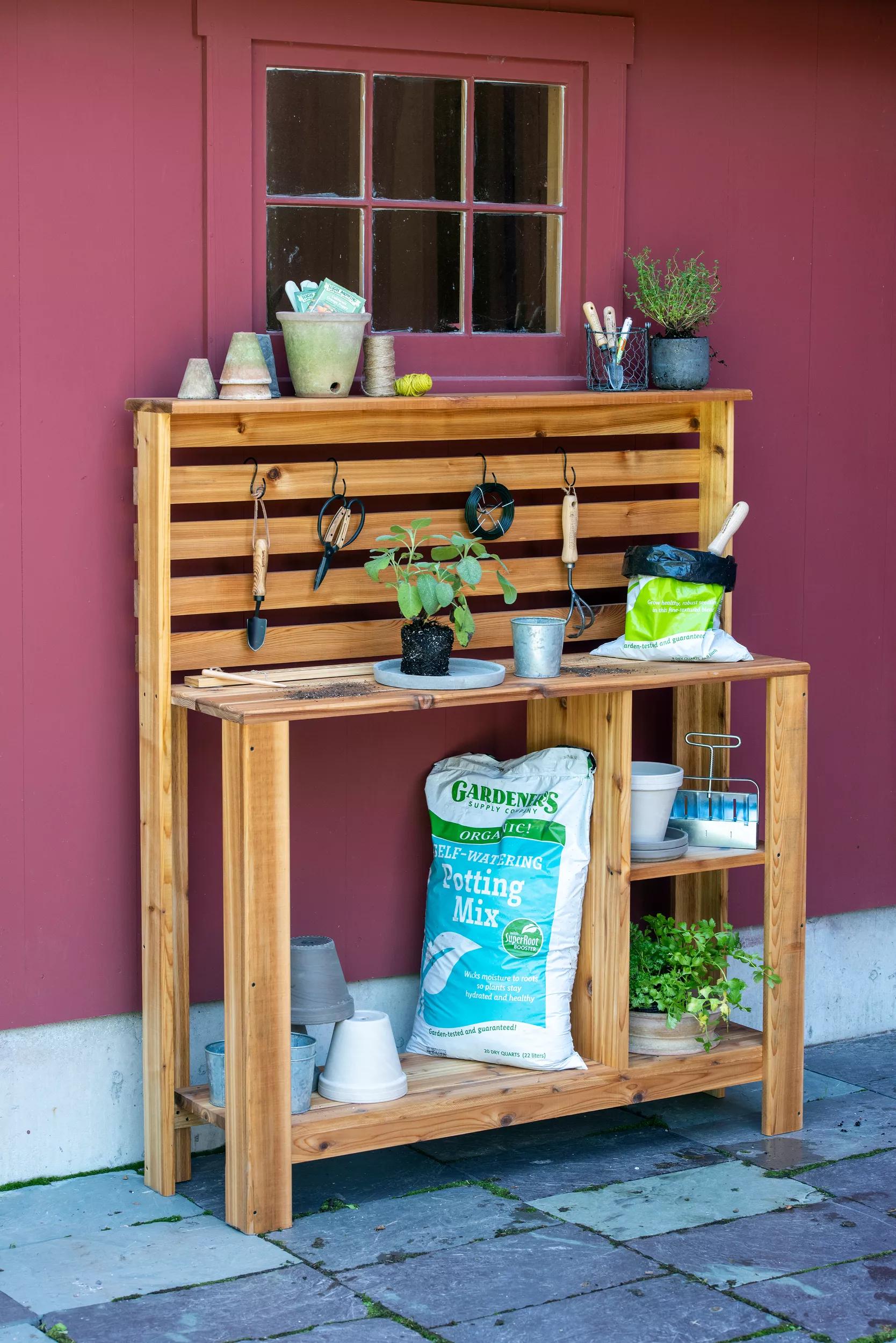 high bench for potted plants Tall Cedar Potting Bench
