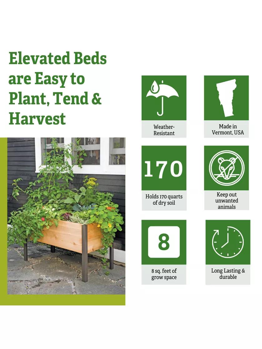 gardeners supply self watering planter Self-Watering Elevated Cedar Planter Box, 2' x 4'