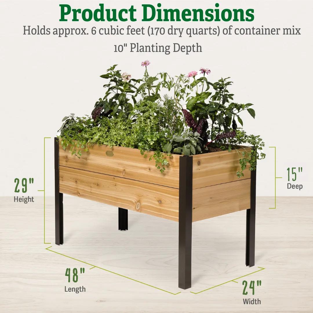 indoor garden planter boxes Elevated Cedar Planter Box, 2' x 4'