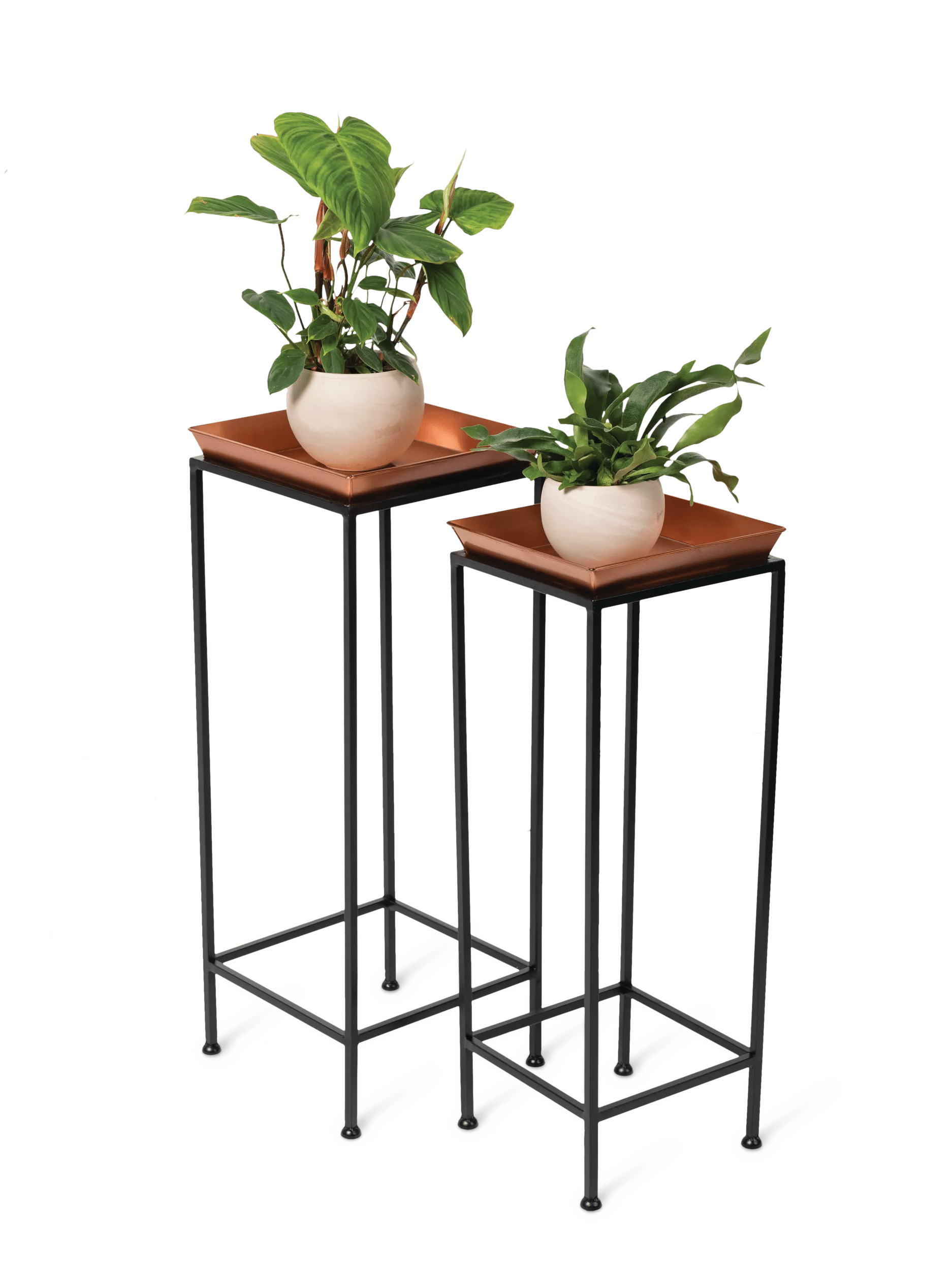 square plant stands indoor Square Nesting Plant Stands with Trays, Set of 2