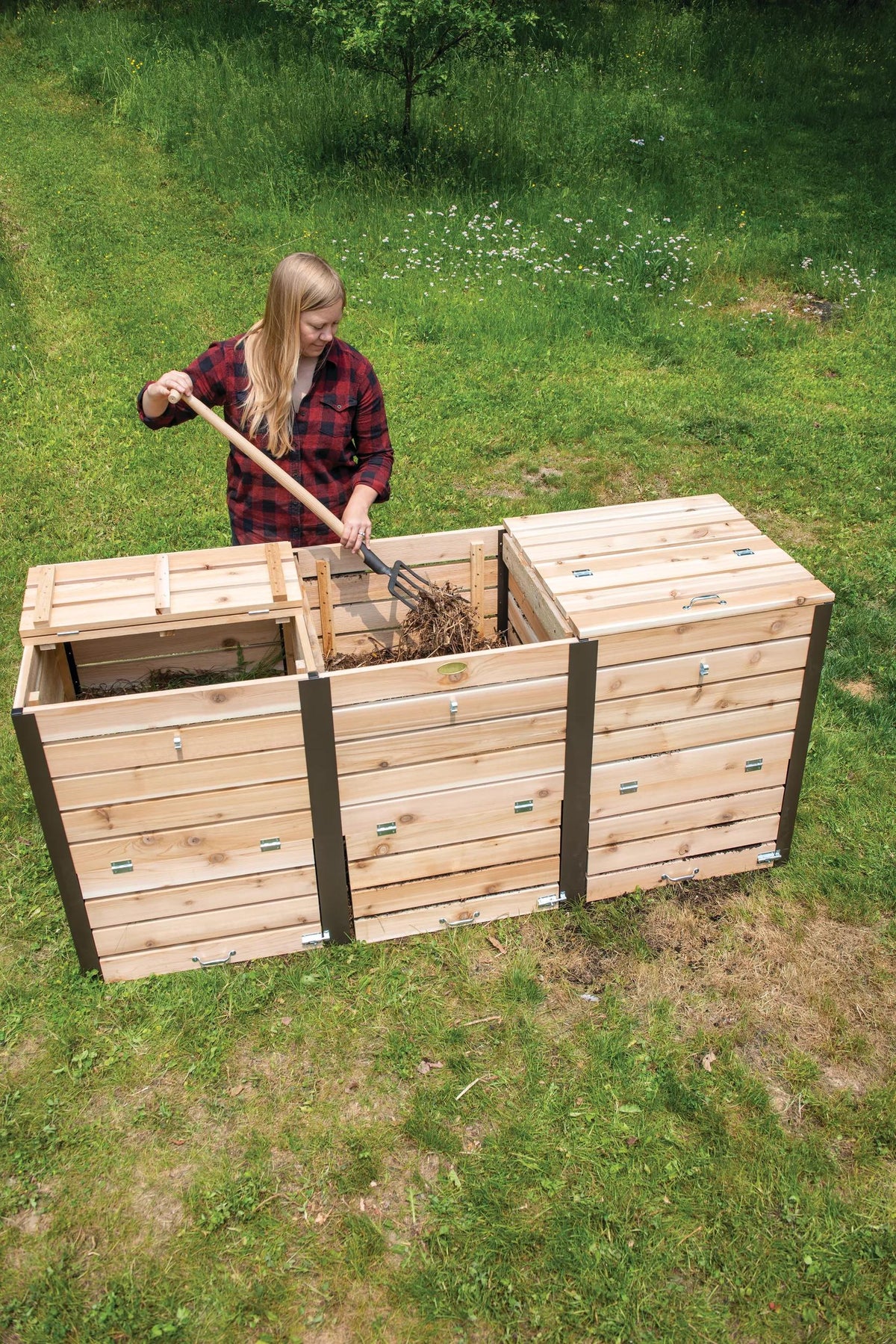 Cedar Three Bin Composter | Gardener's Supply.