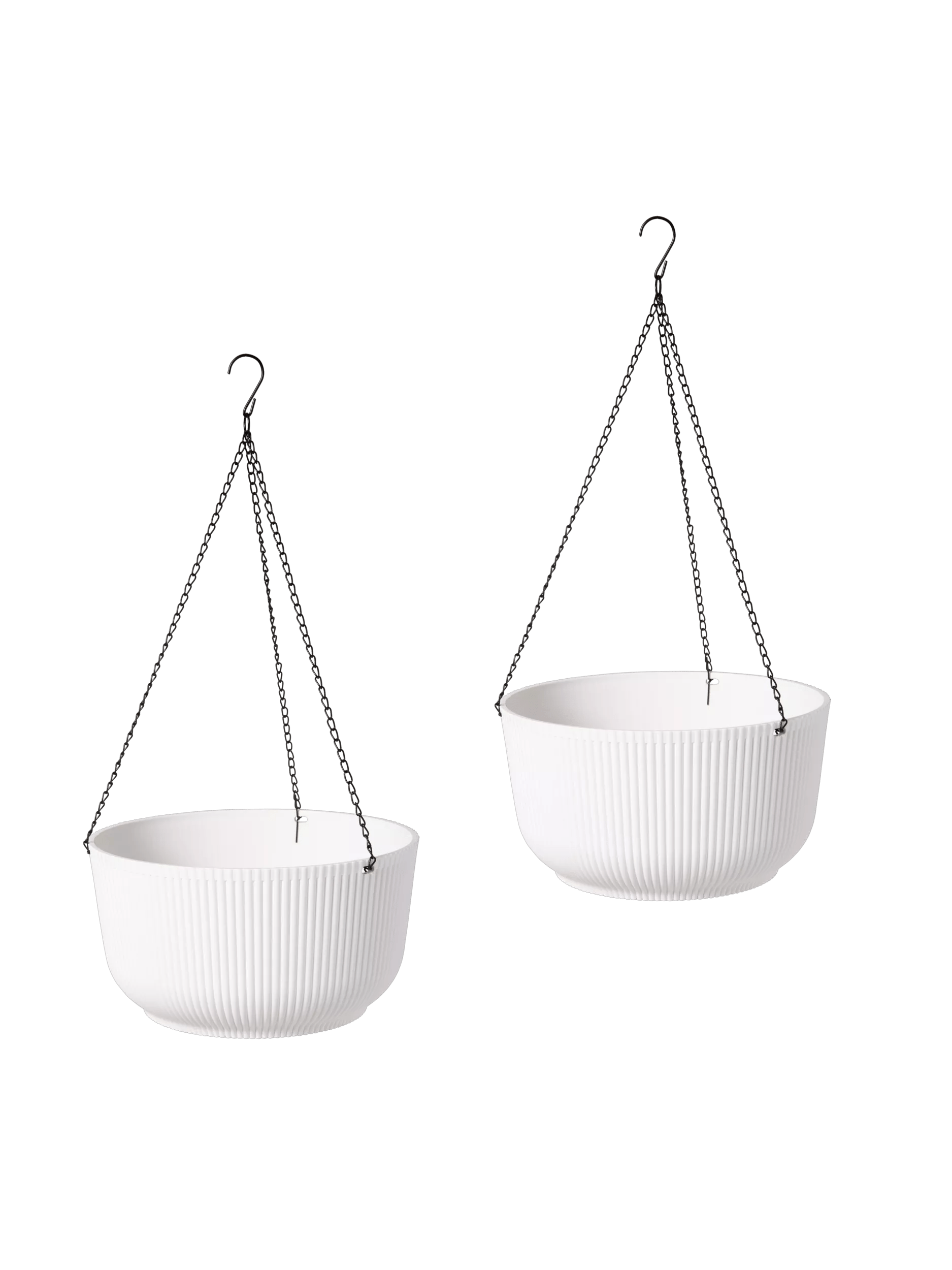 outdoor white hanging planter Self-Watering Ribbed Hanging Basket, 11"