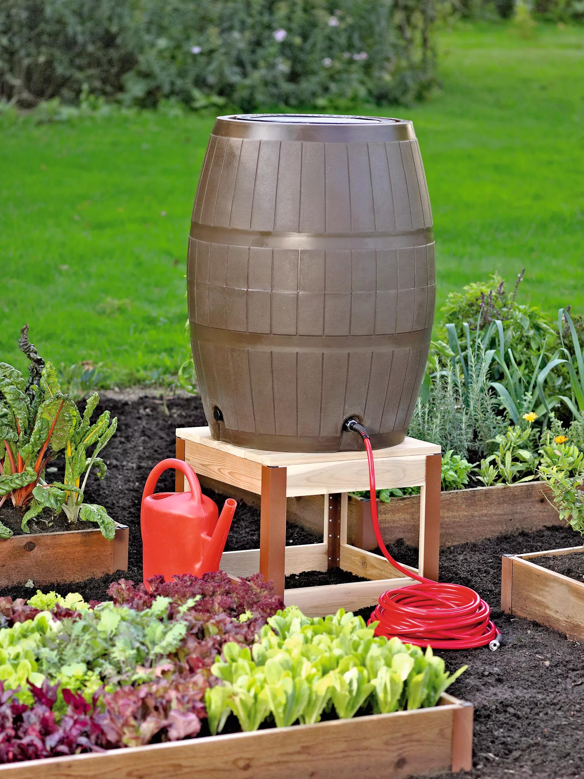 Rain Barrel Stand in Cedar Gardener's Supply