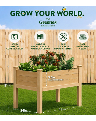 Elevated Cedar Garden Bed, 2' x 4' x 31"
