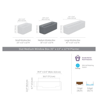 TruDrop Slat Window Box Planter