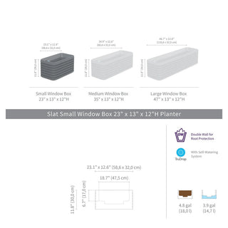 TruDrop Slat Window Box Planter