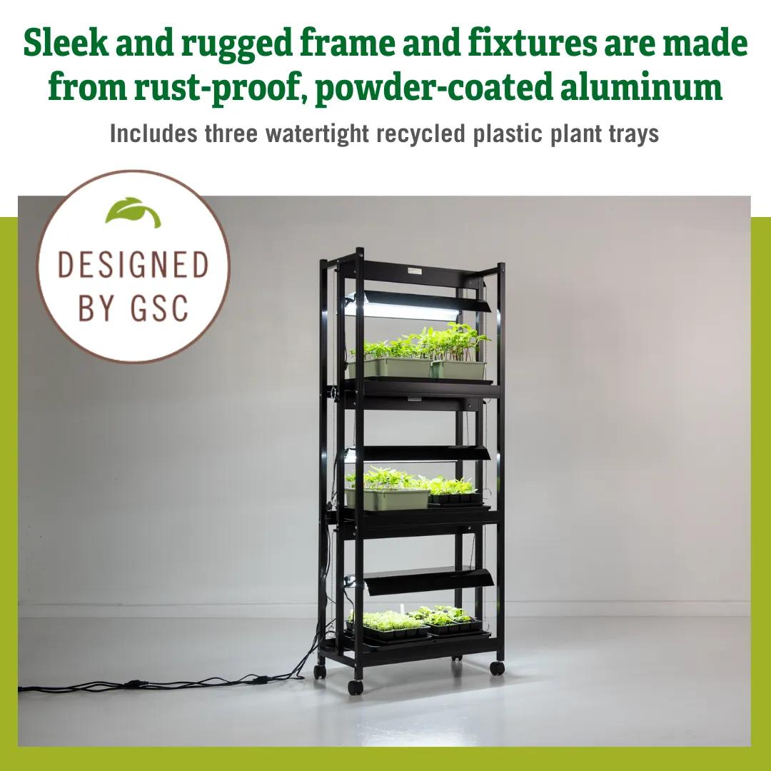 led grow light stand heavy duty 3-tier with plant trays LED SunLite® Compact 3-Tier Garden