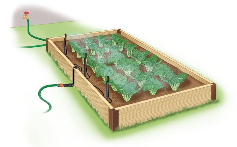 Raised bed micro sprinkler bubbler irrigation kit