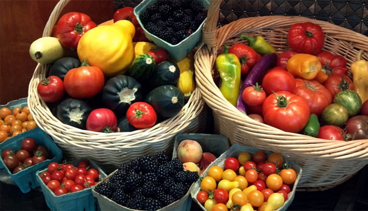 Baskets full of fresh vegetables