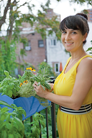 Allegra DeAngelo in her garden