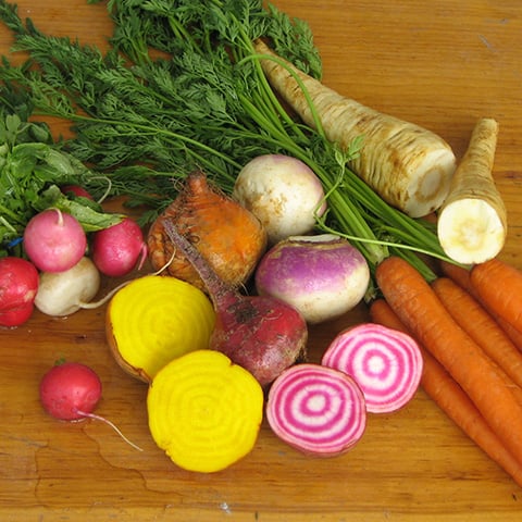 an array of root crops