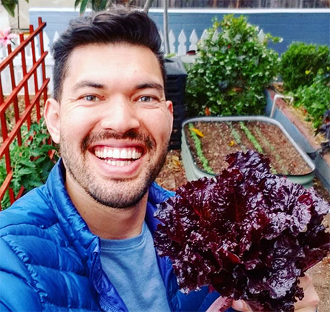 Kevin Espiritu with greens